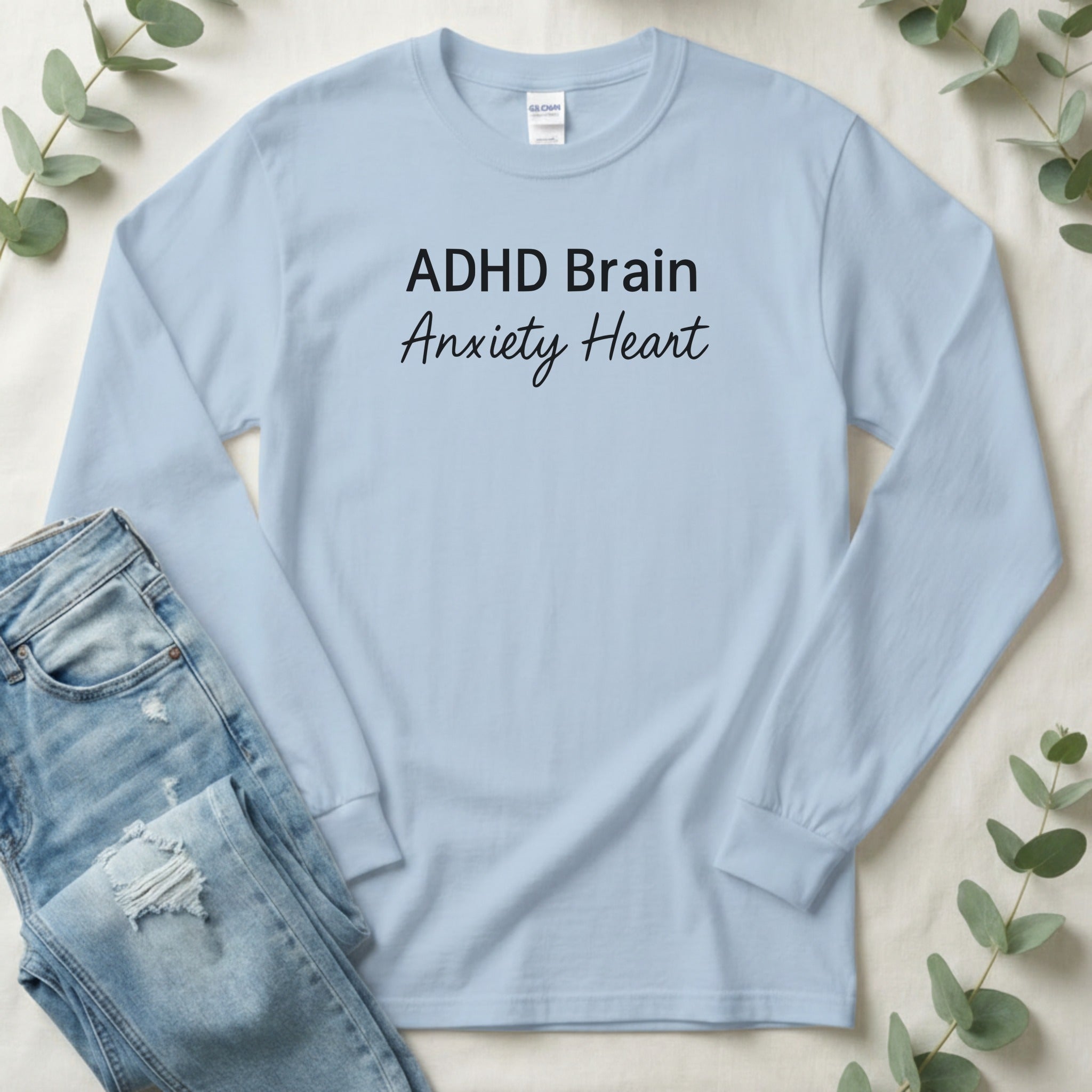 ADHD Brain Anxiety Heart Long Sleeve Shirt