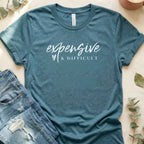 Expensive and Difficult Printed Text Design T-Shirt