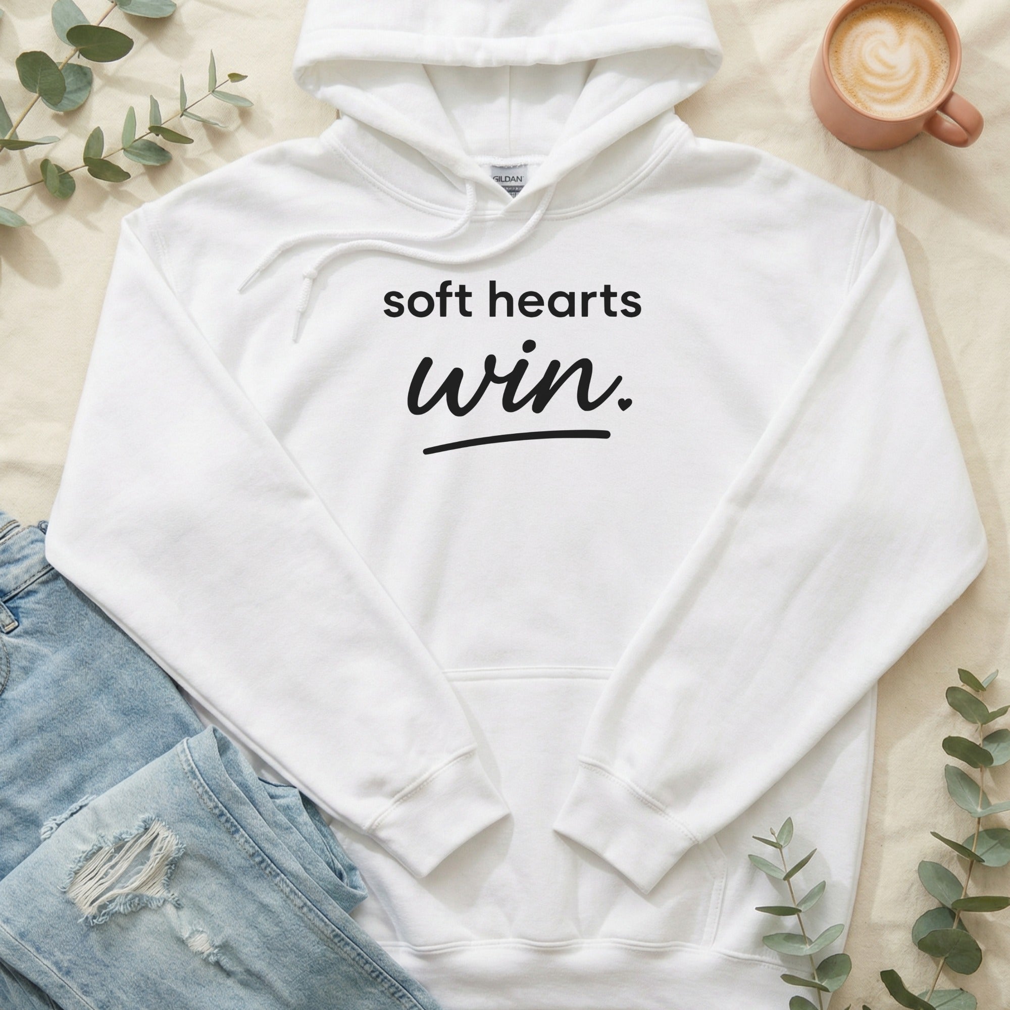 Soft Hearts Win Inspirational Graphic Hoodie