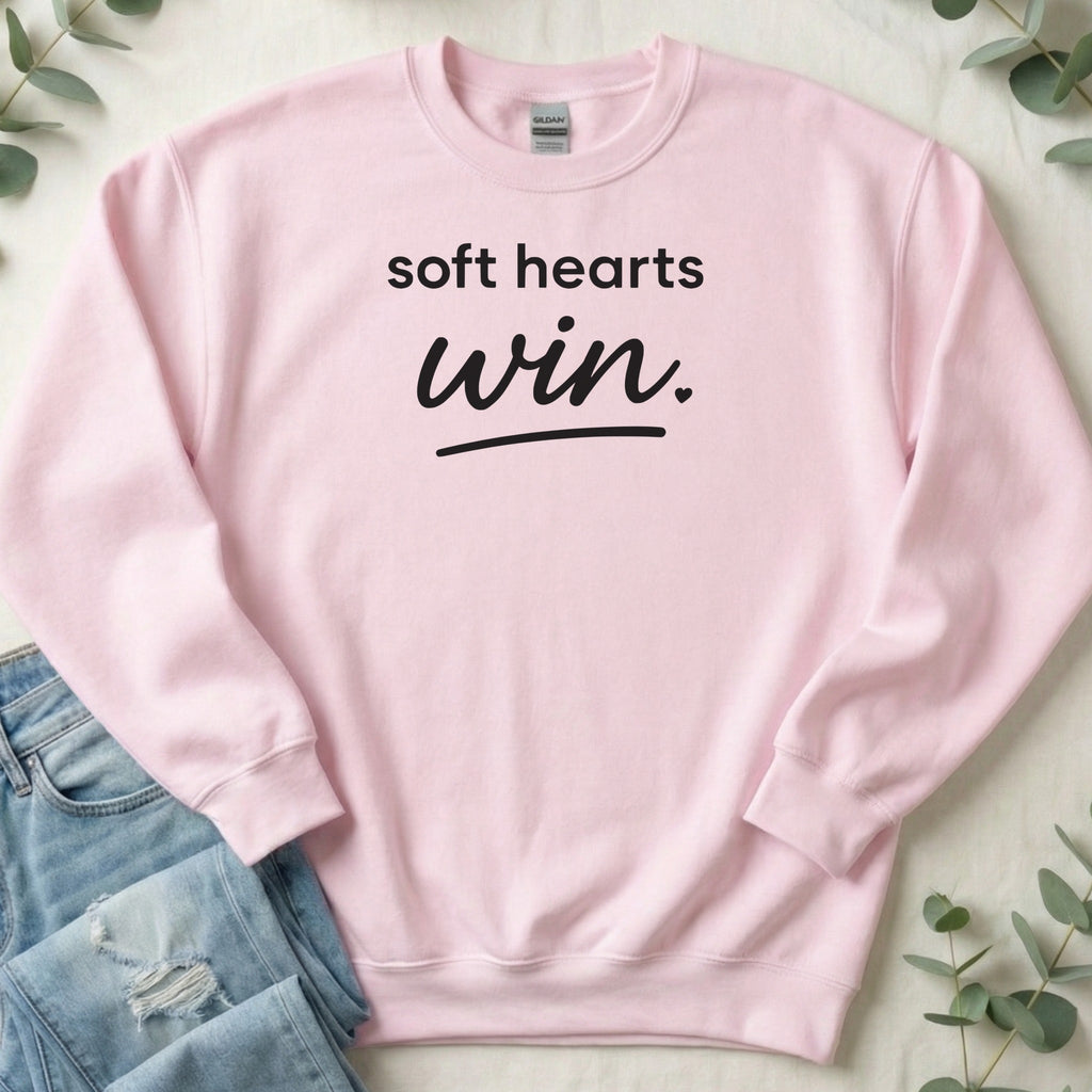 Soft Hearts Win Text Design Sweatshirt Product