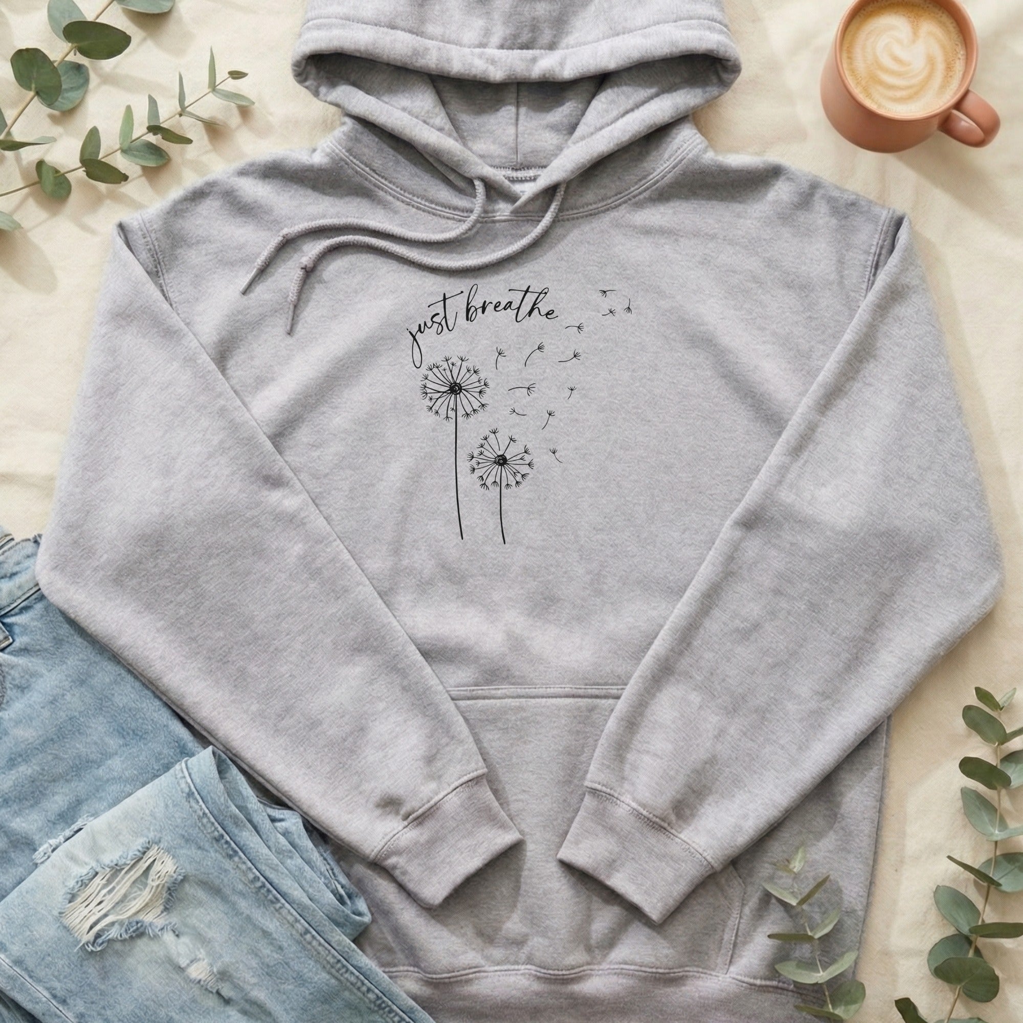 Just Breathe Dandelion Design Hoodie Product