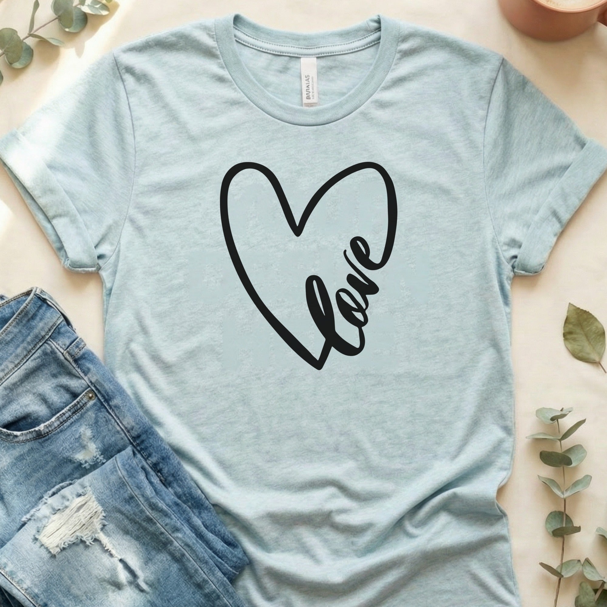 Love Heart Design Graphic Casual T-Shirt Product