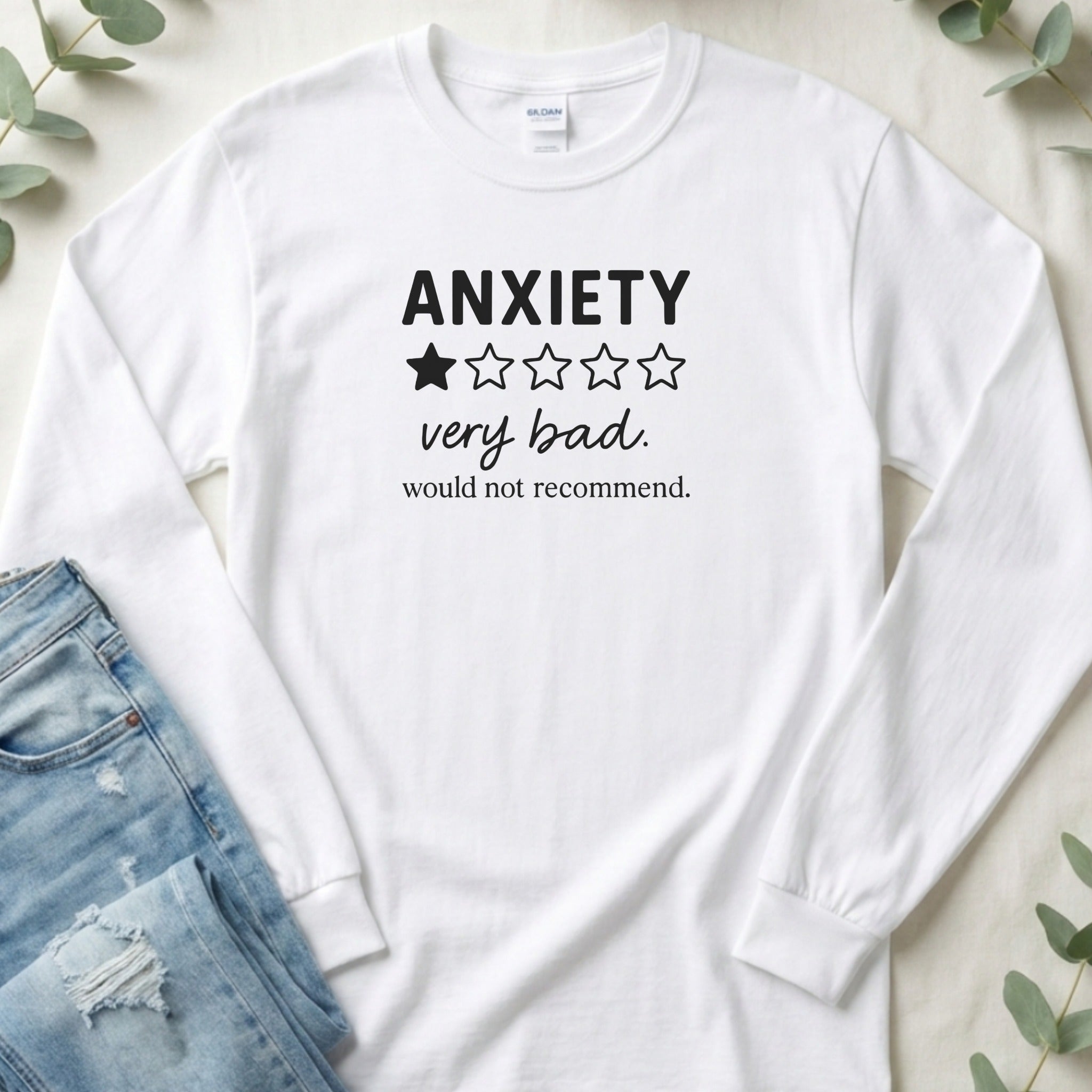Anxiety Very Bad Would Not Recommend One Star Design Long Sleeve T-Shirt