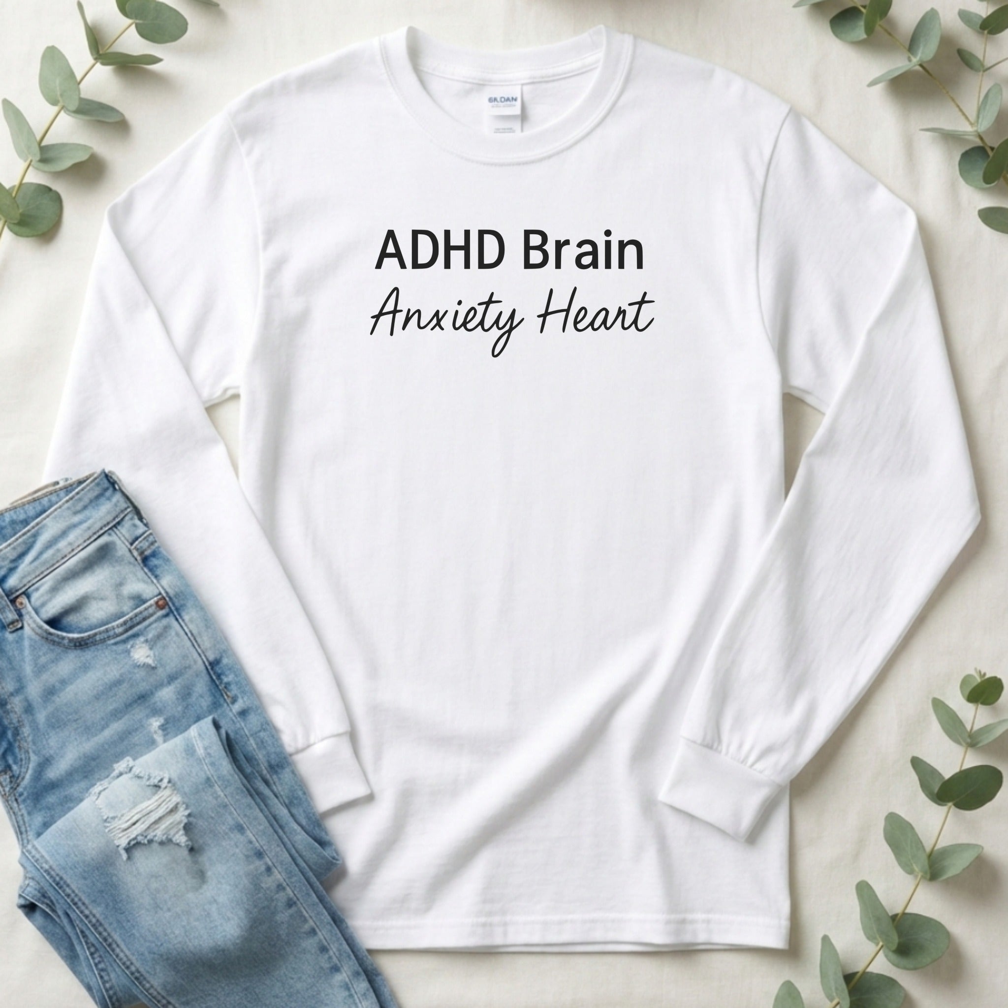 ADHD Brain Anxiety Heart long-sleeve shirt