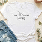 Anti Social Butterfly Graphic Tee Shirt