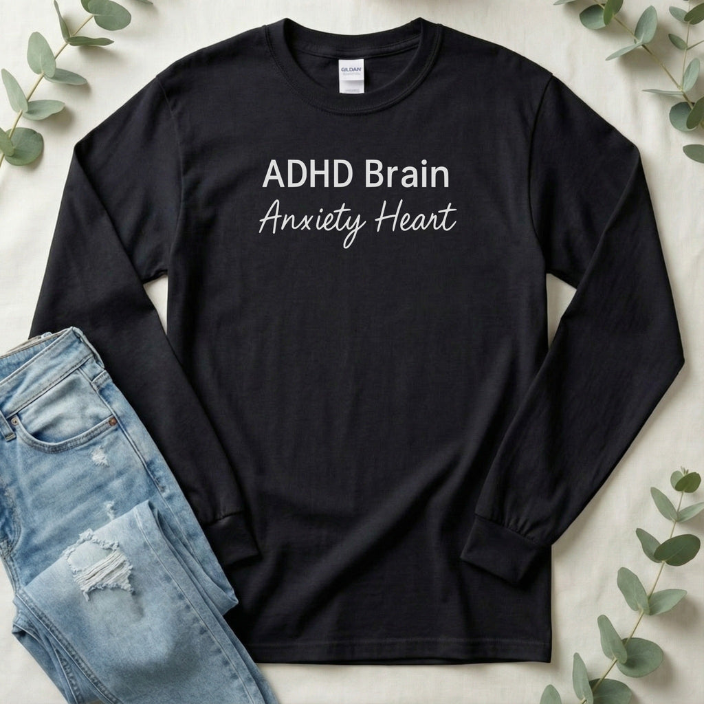 ADHD Brain Anxiety Heart Long Sleeve Shirt