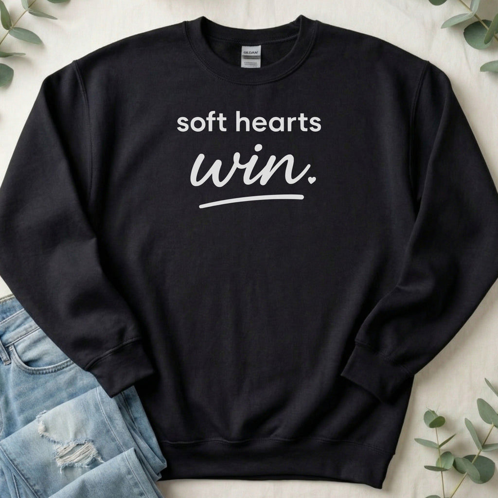 Soft Hearts Win Inspirational Unisex Sweatshirt
