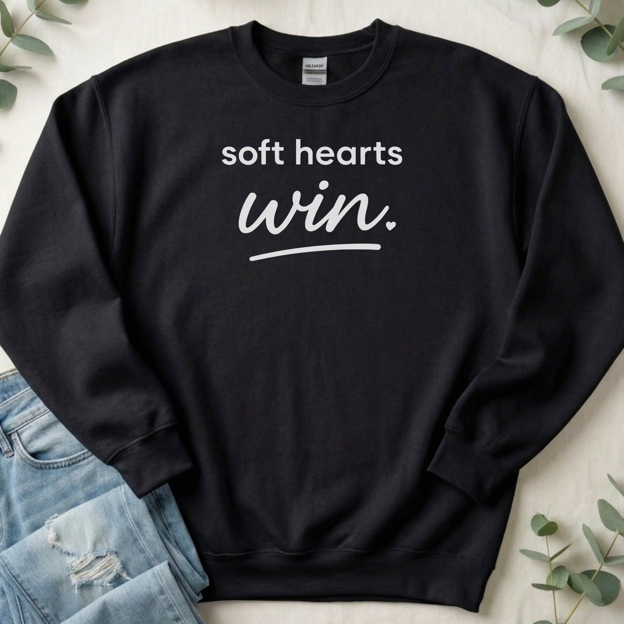 Soft Hearts Win Inspirational Unisex Sweatshirt