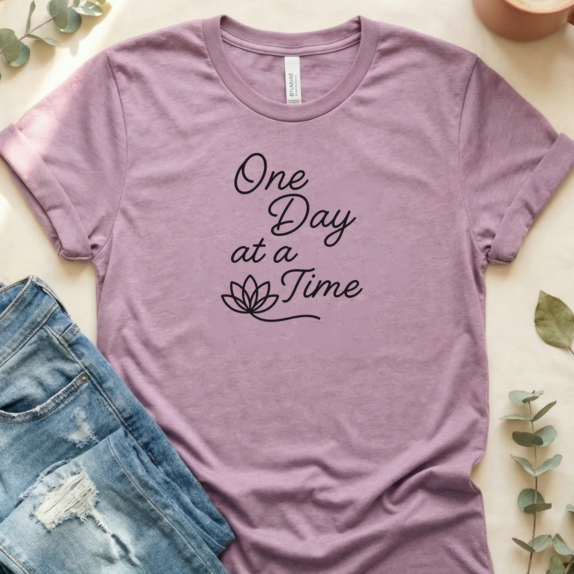 One Day at a Time Inspirational Graphic Tee Shirt