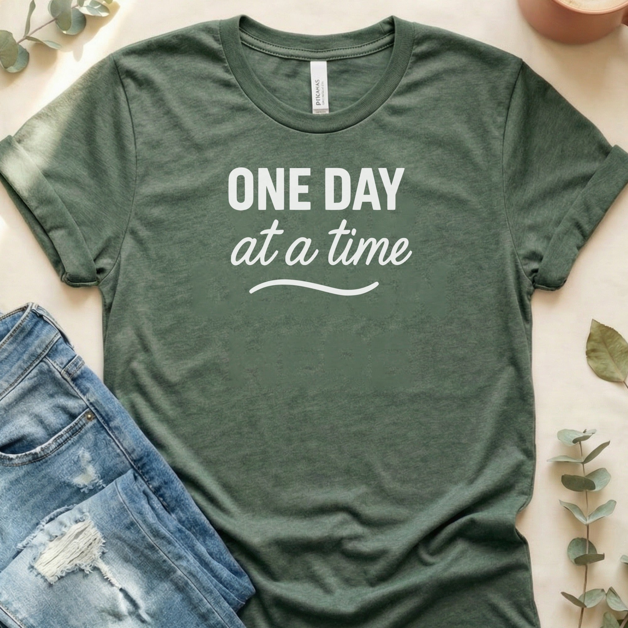 One Day at a Time Motivational T-Shirt for casual wear