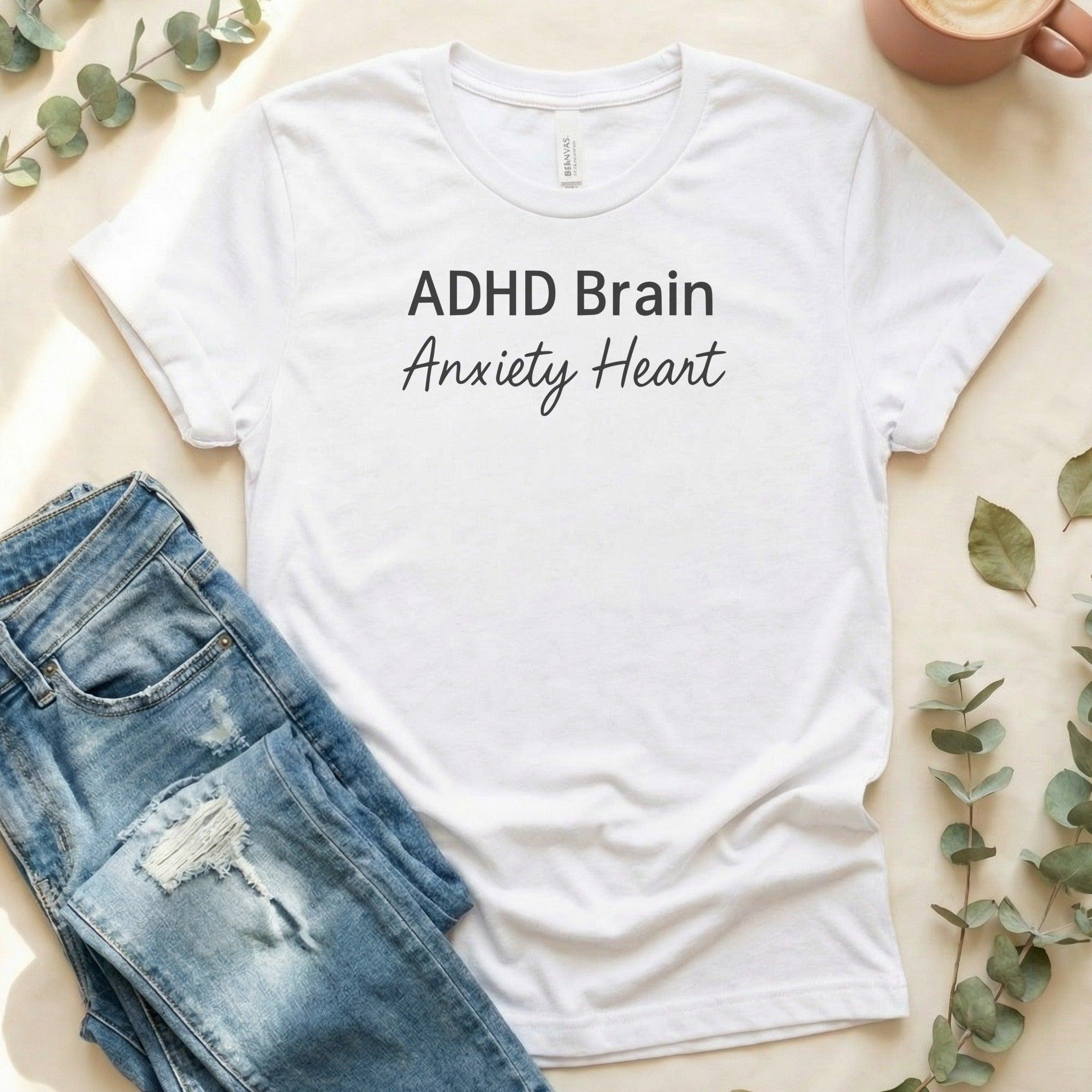 ADHD Brain Anxiety Heart graphic tee