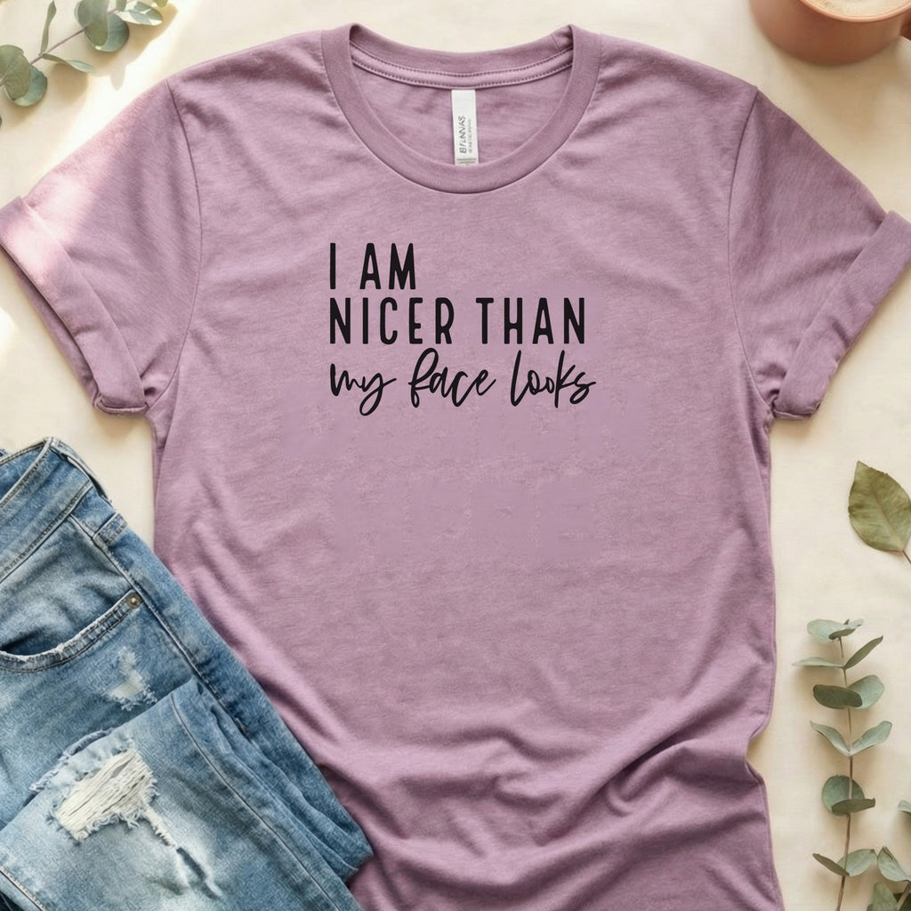 I Am Nicer Than My Face Looks Statement T-Shirt