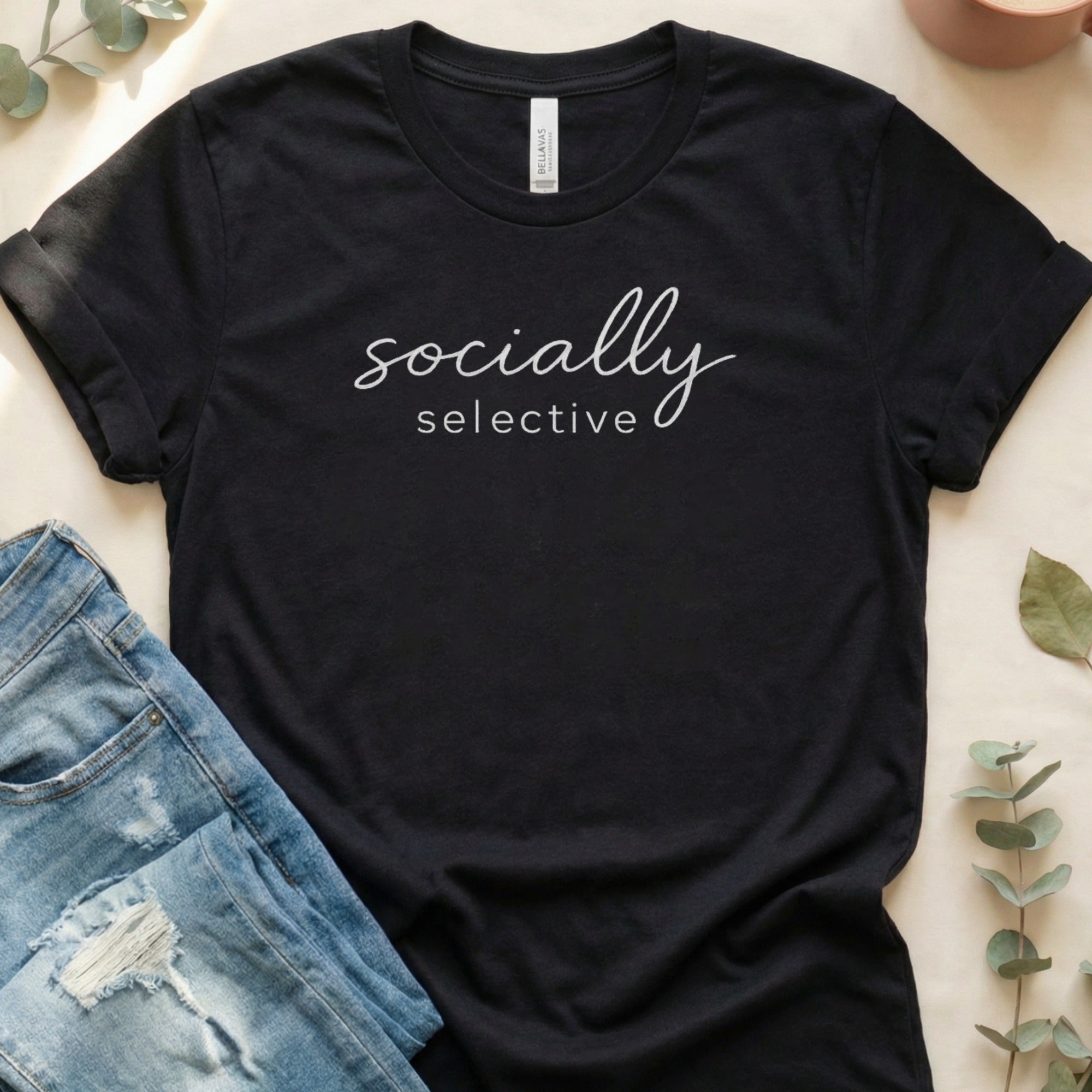 Socially Selective Minimalist Design Graphic T-Shirt