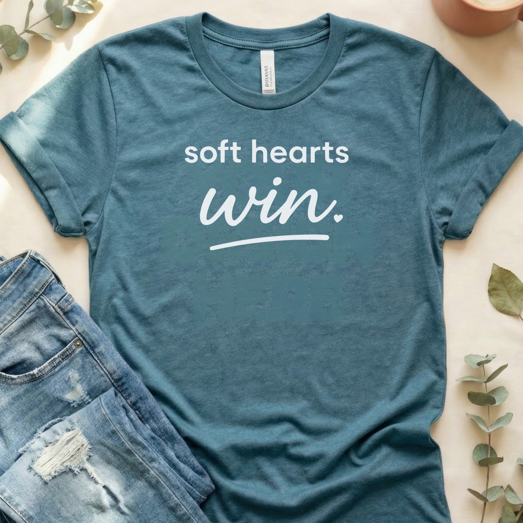 Soft Hearts Win Inspirational Quote T-shirt