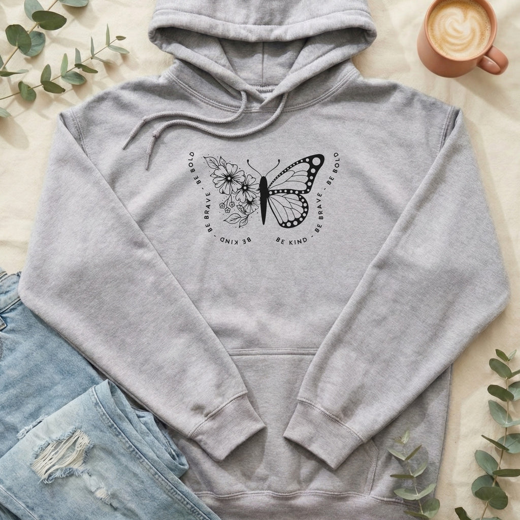Be Kind Be Brave Be Bold Butterfly Graphic Hoodie