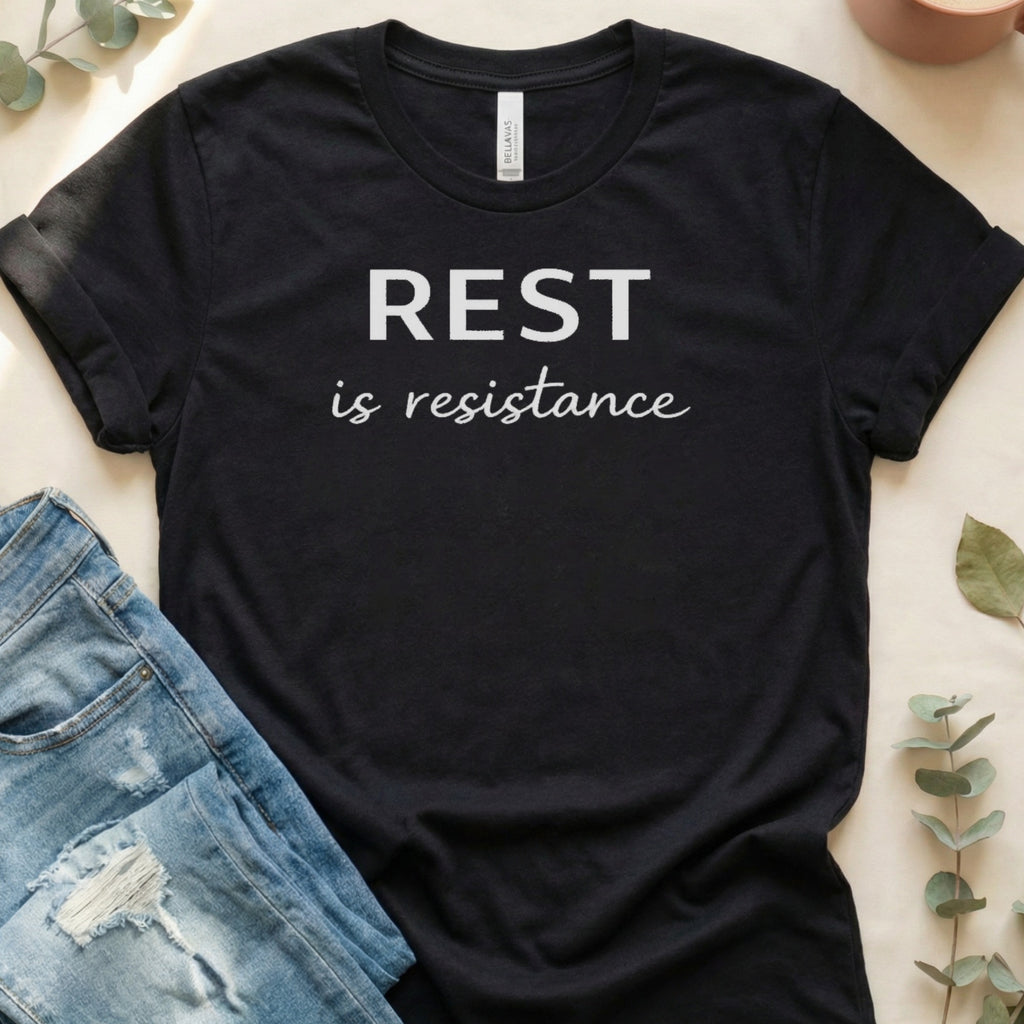 Rest Is Resistance Graphic Lettering Stylish T-Shirt