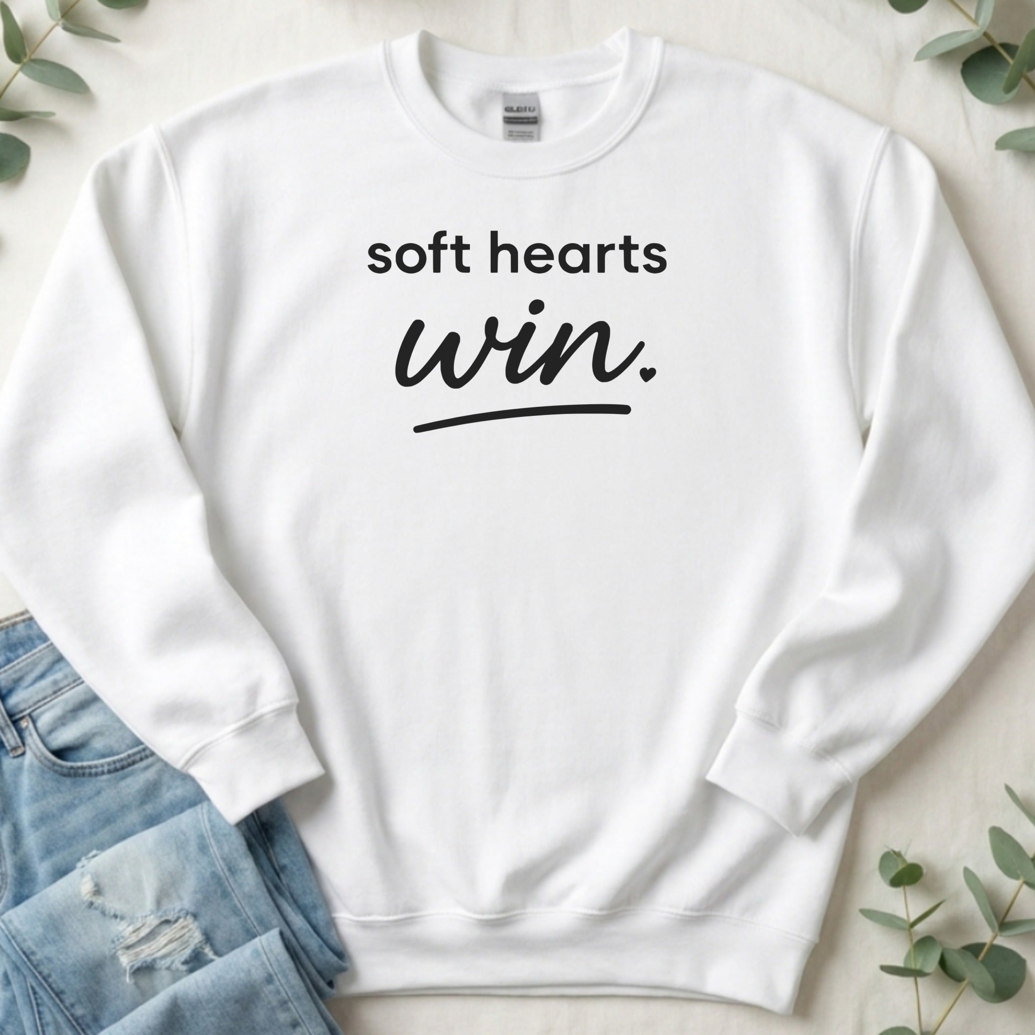 Soft Hearts Win Slogan Sweatshirt for Casual Fashion