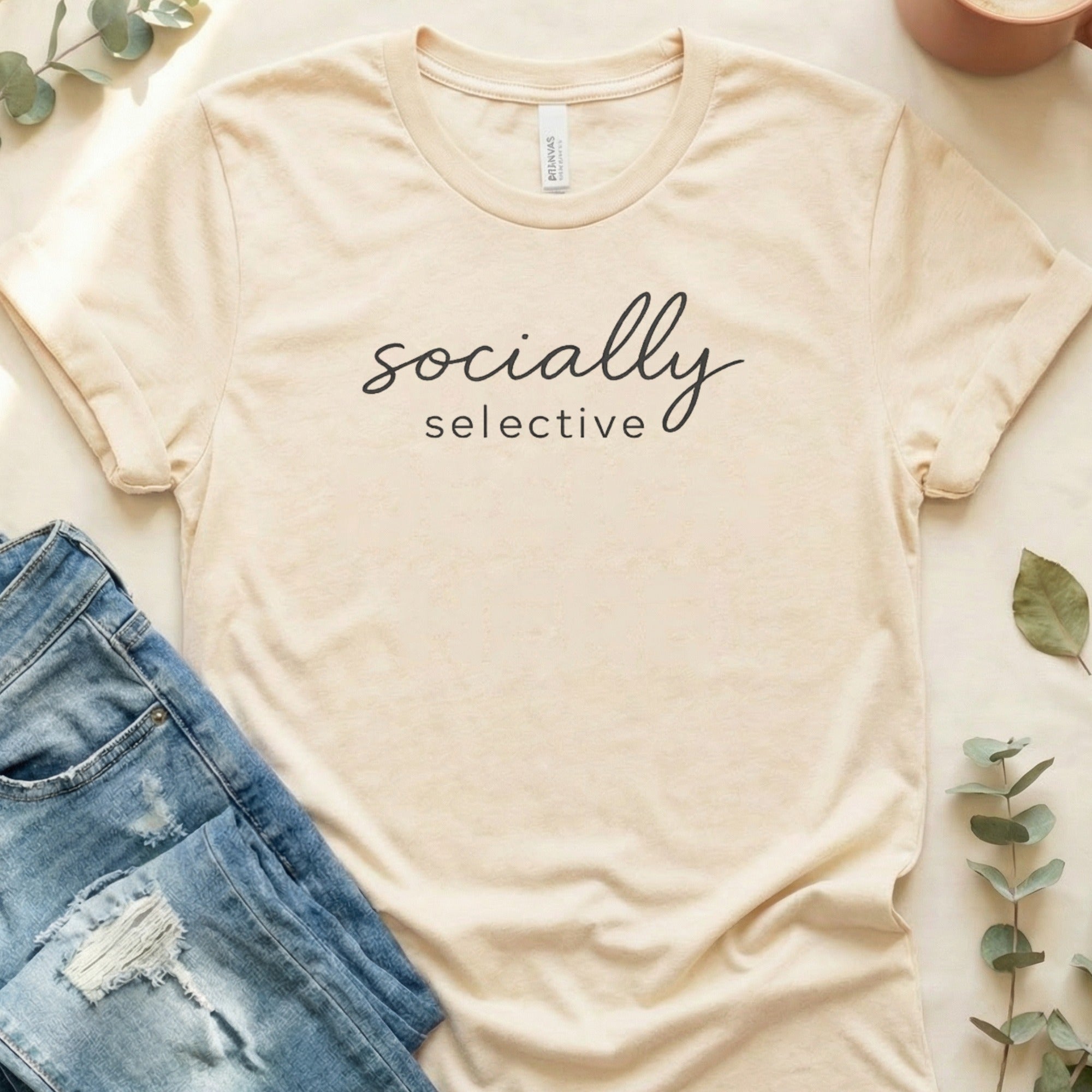 Socially Selective Minimalist Design Graphic T-Shirt
