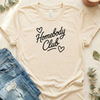 Homebody Club Graphic Tee With Heart Print Shirt