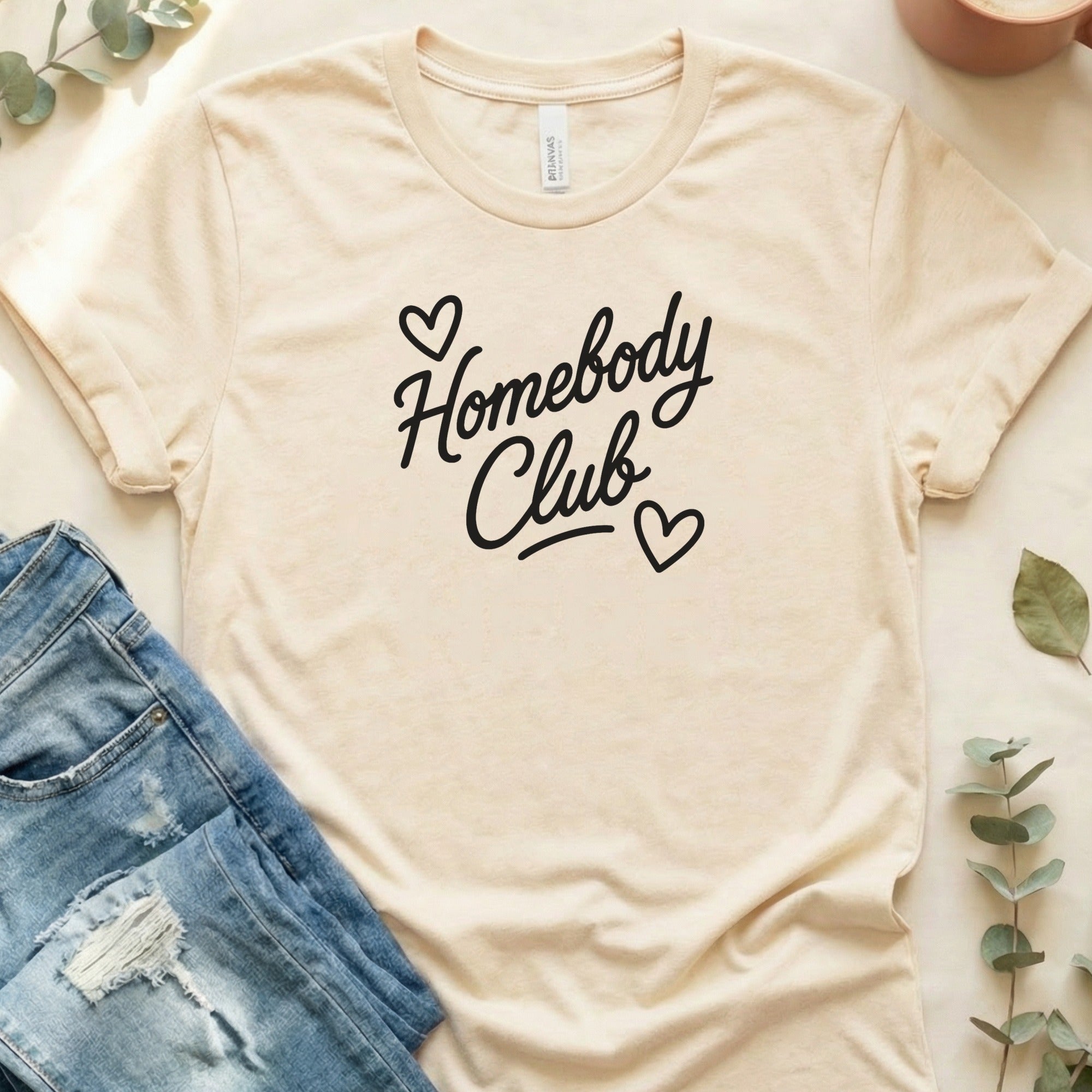 Homebody Club Graphic Tee With Heart Print Shirt
