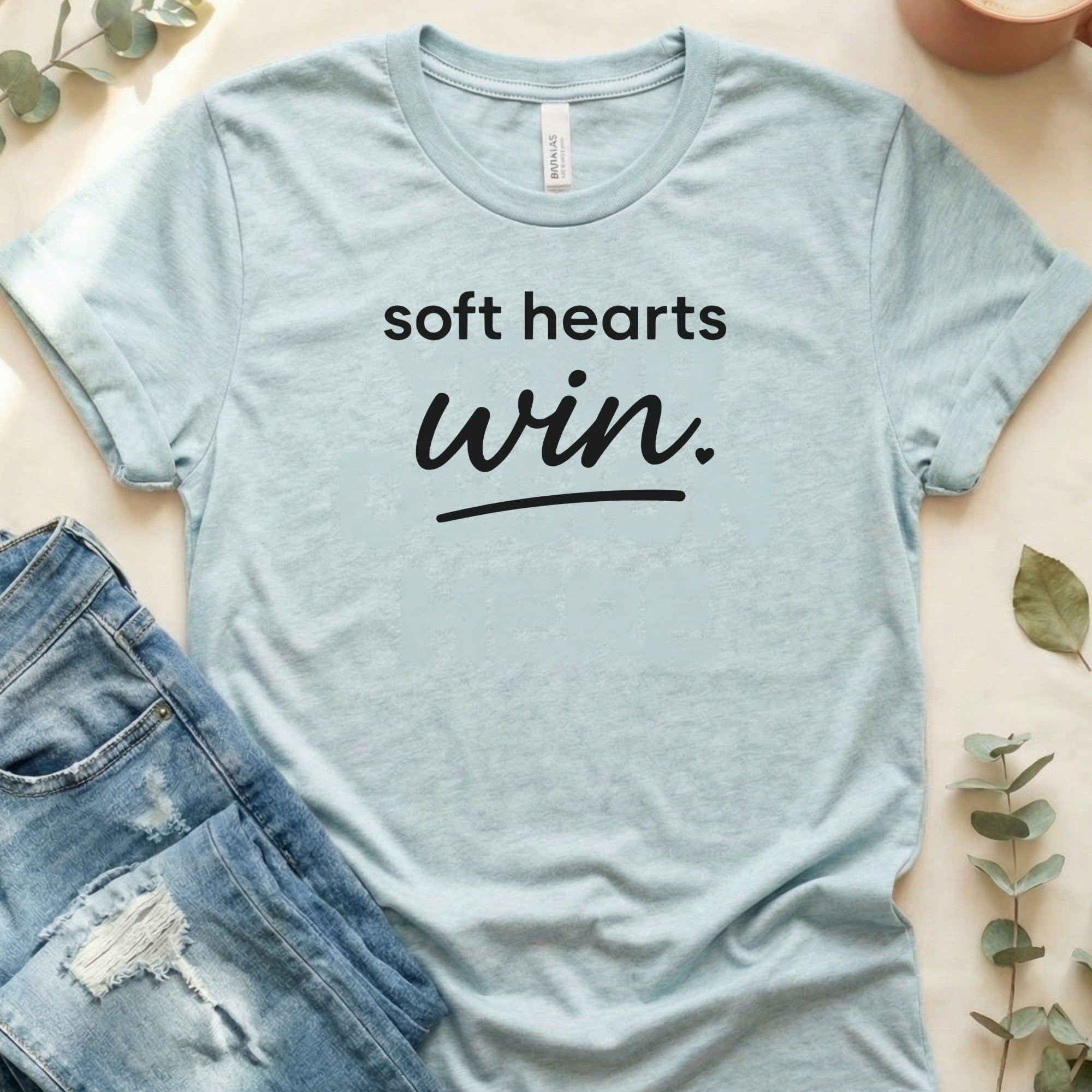 Soft Hearts Win Motivational Graphic Tee Product
